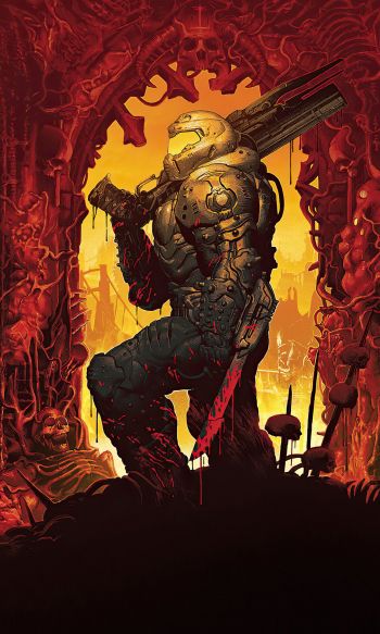 DOOM, Executioner of Doom, orange Wallpaper 1200x2000
