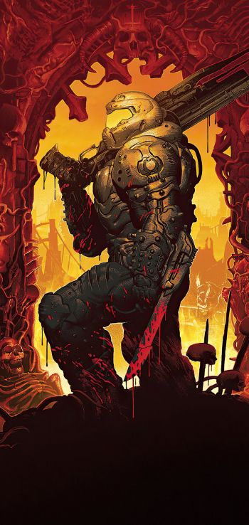 DOOM, Executioner of Doom, orange Wallpaper 720x1520