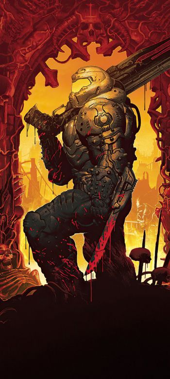 DOOM, Executioner of Doom, orange Wallpaper 720x1600