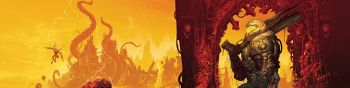 DOOM, Executioner of Doom, orange Wallpaper 1590x400