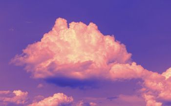 Обои 2560x1600 фиолетовое небо, кучевые облака, фиолетовый