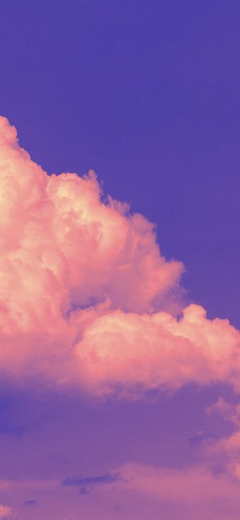 Обои 828x1792 фиолетовое небо, кучевые облака, фиолетовый