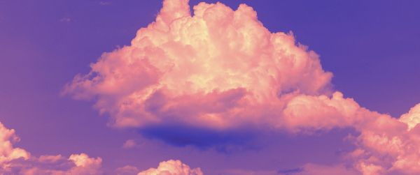 purple sky, cumulus clouds, purple Wallpaper 3440x1440
