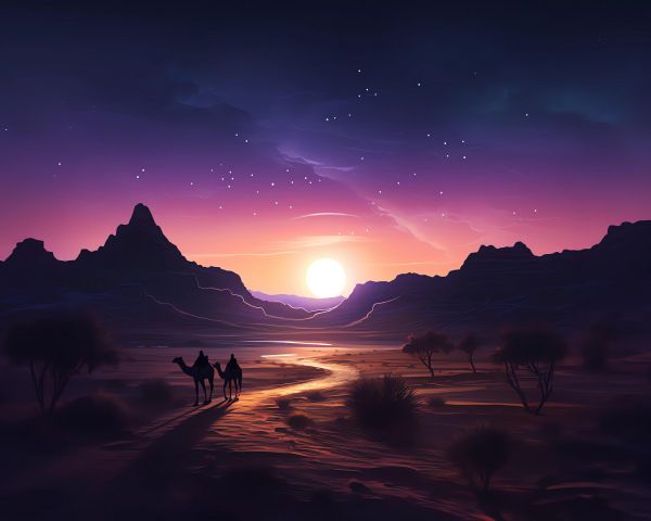 night desert, sunset, dark Wallpaper 1280x1024