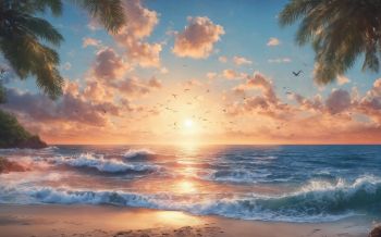 sunrise, beach, sea Wallpaper 1920x1200