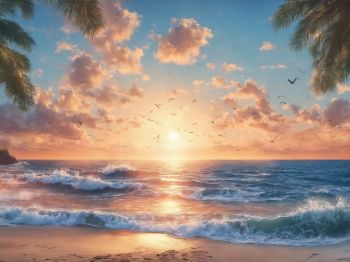 sunrise, beach, sea Wallpaper 1024x768