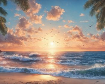 sunrise, beach, sea Wallpaper 1280x1024