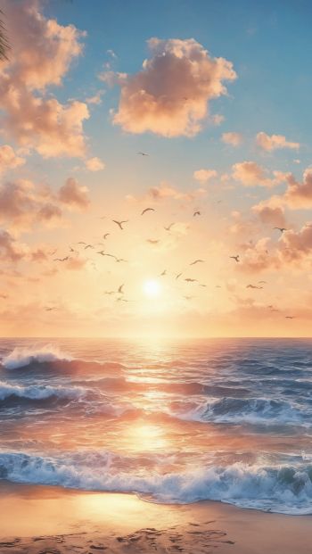 sunrise, beach, sea Wallpaper 640x1136