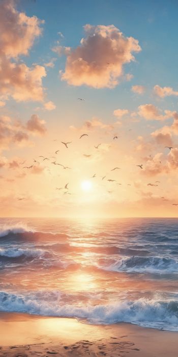 sunrise, beach, sea Wallpaper 720x1440