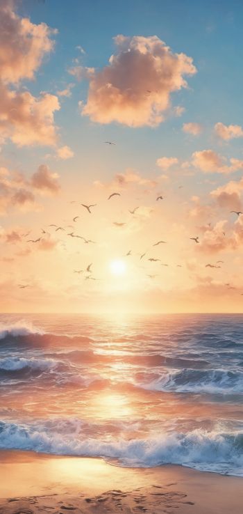 sunrise, beach, sea Wallpaper 720x1520