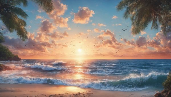 sunrise, beach, sea Wallpaper 2688x1536