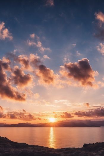 sunrise, lake, landscape, clouds Wallpaper 640x960