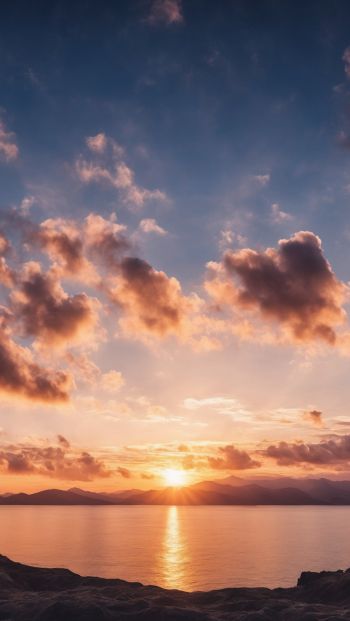 sunrise, lake, landscape, clouds Wallpaper 640x1136