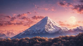 dawn, mountain, landscape Wallpaper 1366x768