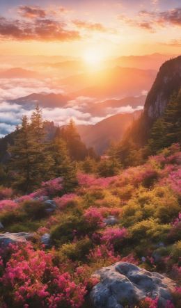 landscape, sunrise, mountains Wallpaper 600x1024