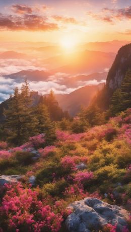 landscape, sunrise, mountains Wallpaper 640x1136