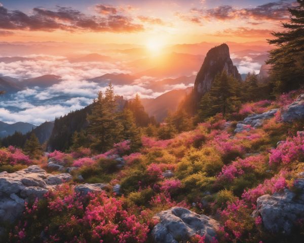 landscape, sunrise, mountains Wallpaper 1280x1024