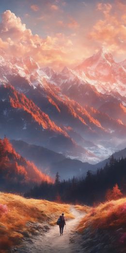 mountain trail, landscape, dawn Wallpaper 720x1440