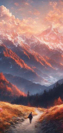 mountain trail, landscape, dawn Wallpaper 720x1520