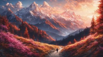 mountain trail, landscape, dawn Wallpaper 1366x768