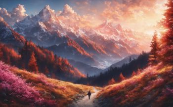 mountain trail, landscape, dawn Wallpaper 1920x1200