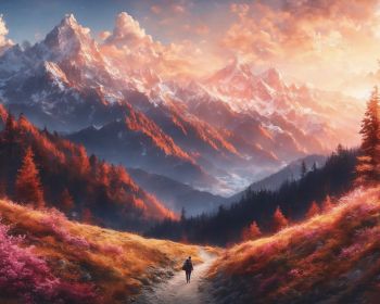 mountain trail, landscape, dawn Wallpaper 1280x1024