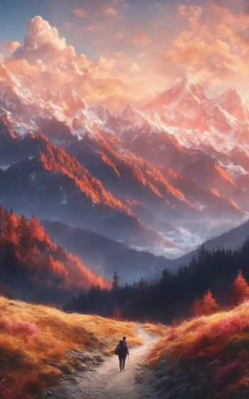 mountain trail, landscape, dawn Wallpaper 800x1280