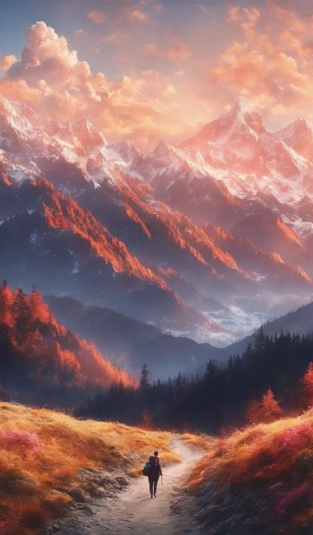 mountain trail, landscape, dawn Wallpaper 600x1024