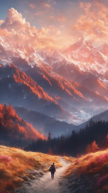 mountain trail, landscape, dawn Wallpaper 640x1136