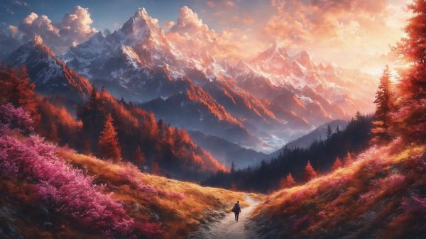 mountain trail, landscape, dawn Wallpaper 1280x720
