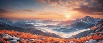 landscape, mountains, dawn Wallpaper 2560x1080