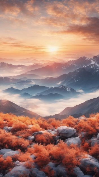 landscape, mountains, dawn Wallpaper 750x1334