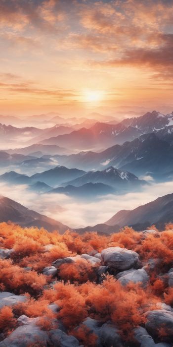 landscape, mountains, dawn Wallpaper 720x1440