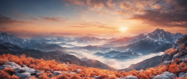 landscape, mountains, dawn Wallpaper 2560x1080