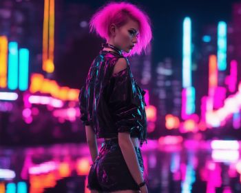 neon, girl, cyberpunk Wallpaper 1280x1024