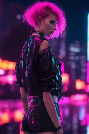 neon, girl, cyberpunk Wallpaper 640x960