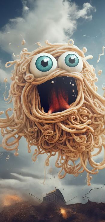 Flying Pasta Monster Wallpaper 720x1520