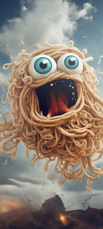 Flying Pasta Monster Wallpaper 720x1600