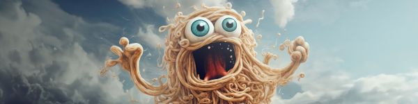 Flying Pasta Monster Wallpaper 1590x400