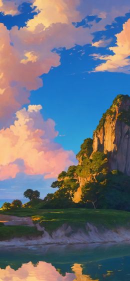 landscape, island, sky, clouds Wallpaper 828x1792