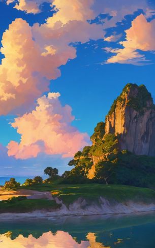 landscape, island, sky, clouds Wallpaper 1200x1920