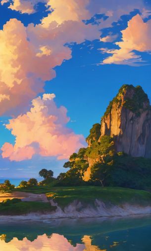 landscape, island, sky, clouds Wallpaper 1200x2000
