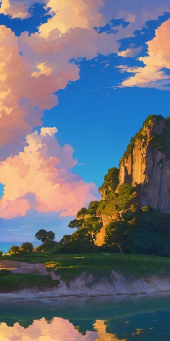landscape, island, sky, clouds Wallpaper 720x1440