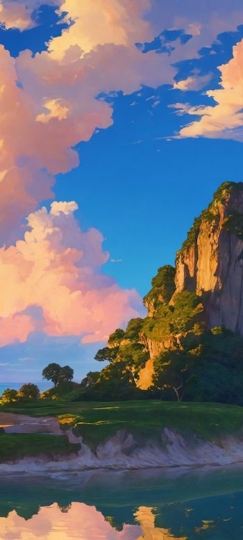 landscape, island, sky, clouds Wallpaper 720x1600