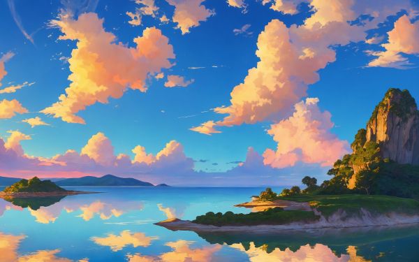 landscape, island, sky, clouds Wallpaper 2560x1600