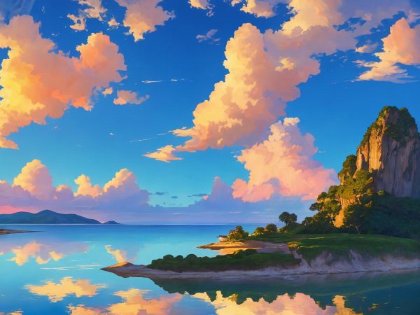 landscape, island, sky, clouds Wallpaper 1024x768
