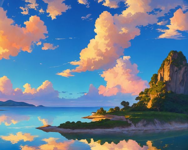 landscape, island, sky, clouds Wallpaper 1280x1024