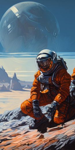 Sci-fi, astronaut, planet Wallpaper 720x1440