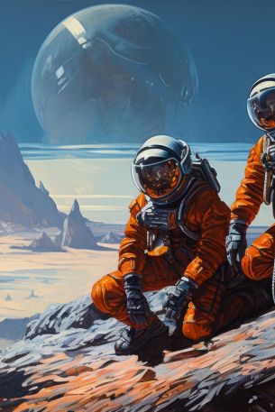 Sci-fi, astronaut, planet Wallpaper 640x960