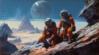 Sci-fi, astronaut, planet Wallpaper 1366x768